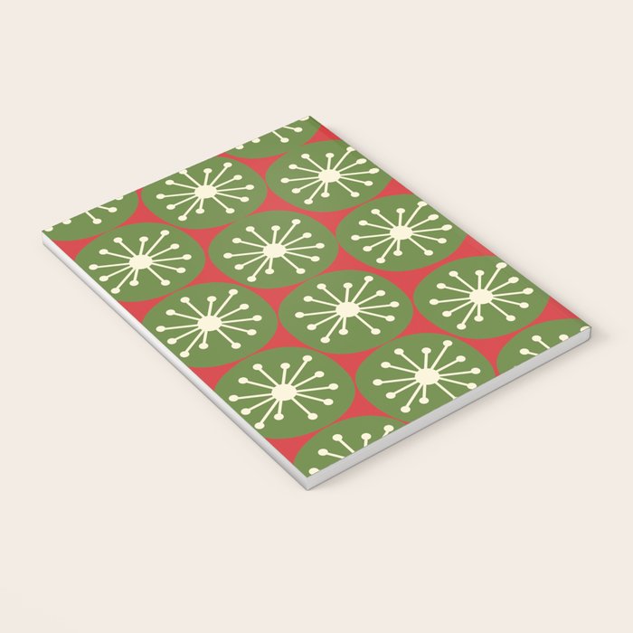 Atomic Christmas Dots in Retro Green, Cream, and Xmas Red  Notebook Gallery Image 3