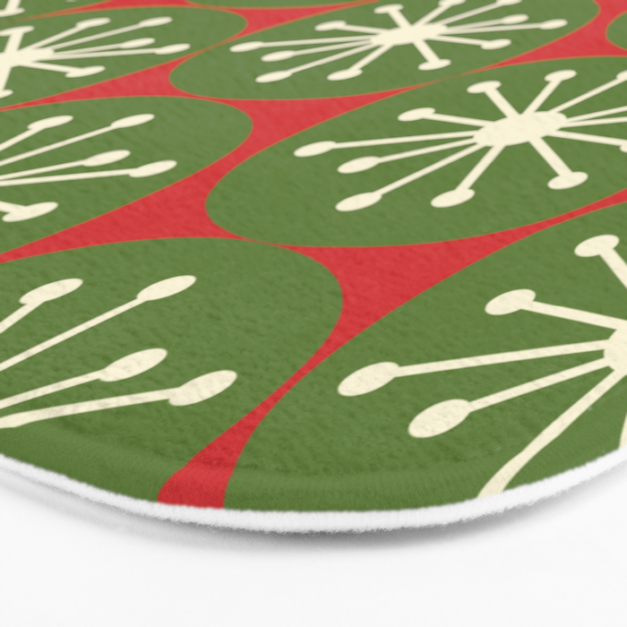 Atomic Christmas Dots in Retro Green, Cream, and Xmas Red  Bath Mat Gallery Image 3