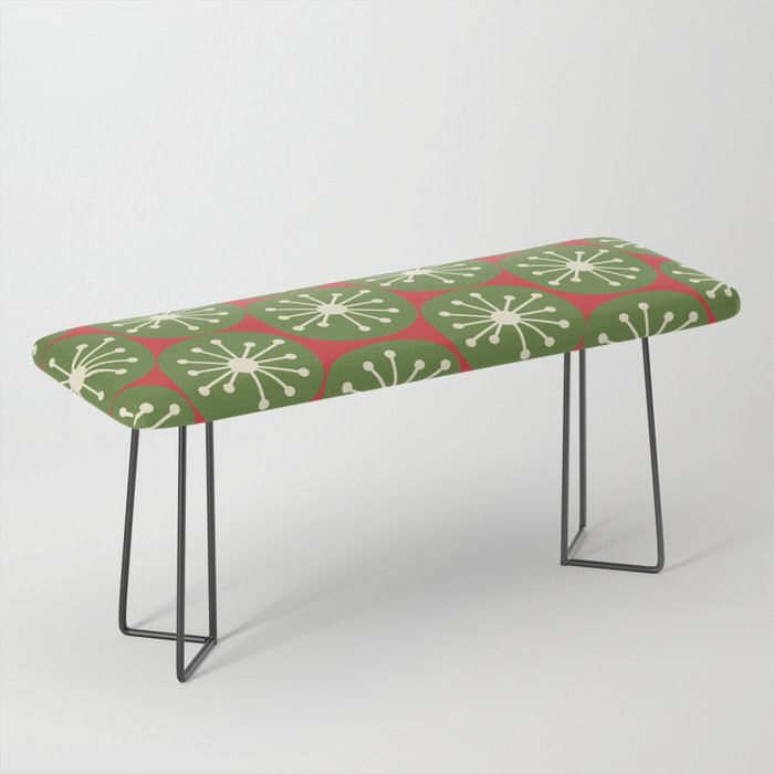 Atomic Christmas Dots in Retro Green, Cream, and Xmas Red  Bench Gallery Image 1