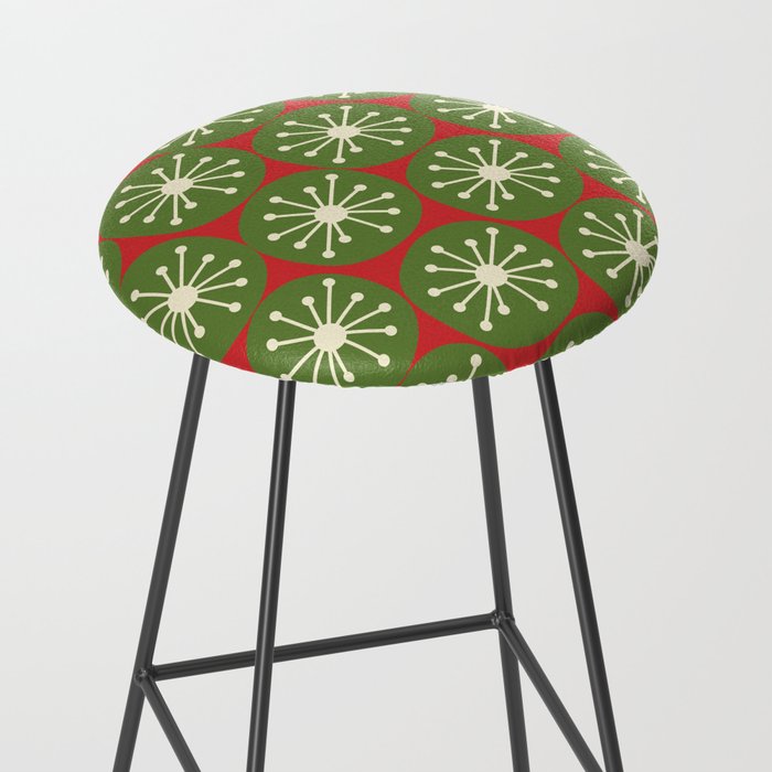 Atomic Christmas Dots in Retro Green, Cream, and Xmas Red  Stool Gallery Image 2