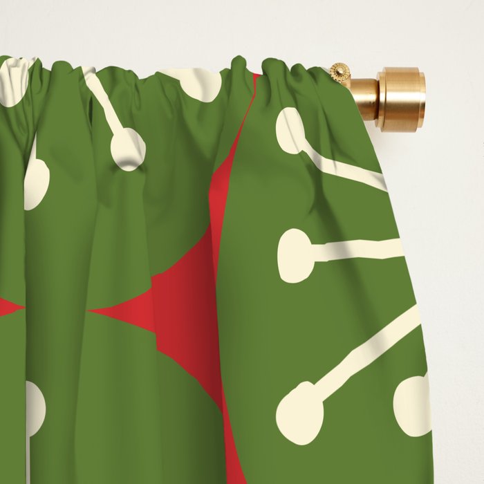 Atomic Christmas Dots in Retro Green, Cream, and Xmas Red  Window Curtain Gallery Image 2