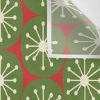 Atomic Christmas Dots in Retro Green, Cream, and Xmas Red  Wall Tapestry Gallery Image 3
