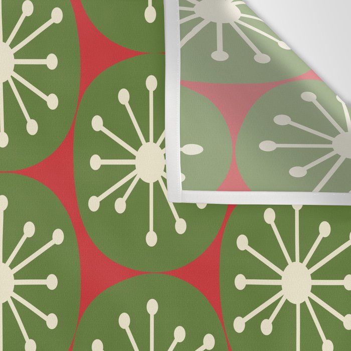 Atomic Christmas Dots in Retro Green, Cream, and Xmas Red  Wall Tapestry Gallery Image 3