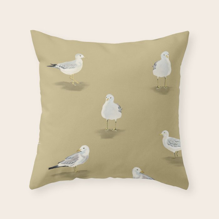 Coastal Seagulls  Throw Pillow Gallery Image 1