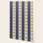 Blue Stripes And Flowers Wallpaper Gallery Image 2