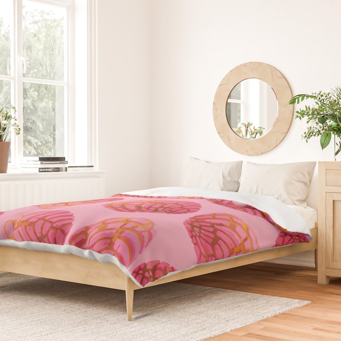 Pink concha bread mexican concha pan dulce mexican food lover Duvet Cover Gallery Image 2