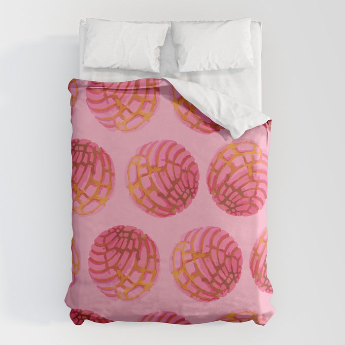 Pink concha bread mexican concha pan dulce mexican food lover Duvet Cover Gallery Image 6