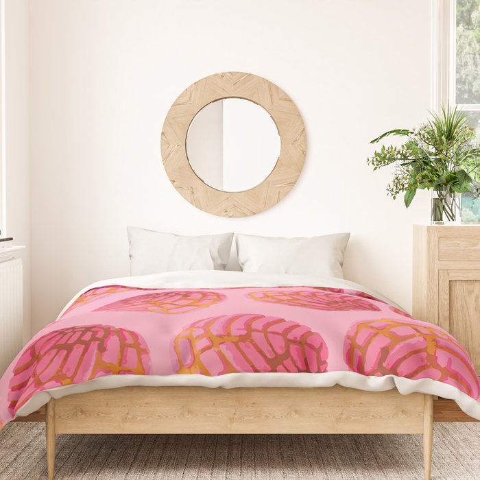 Pink concha bread mexican concha pan dulce mexican food lover Duvet Cover Gallery Image 3
