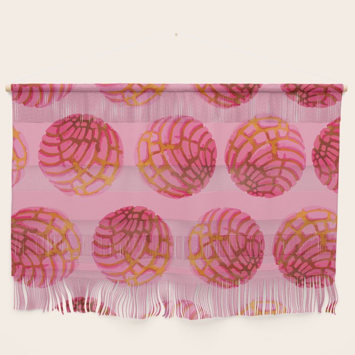 Pink concha bread mexican concha pan dulce mexican food lover Wall Hanging Gallery Image 1