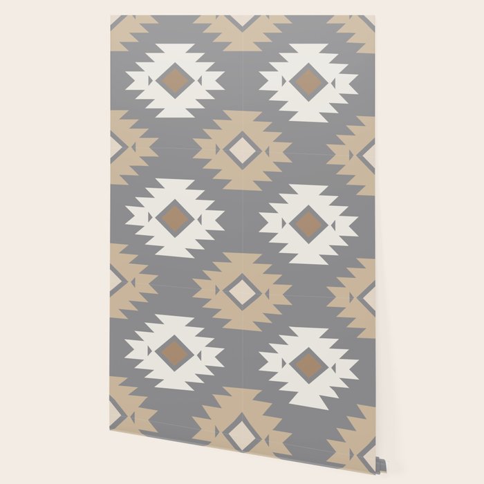 Geometric Aztec - Neutral Brown and Gray Wallpaper Gallery Image 2