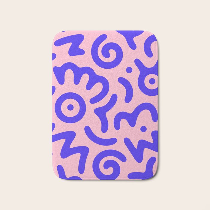 Colorful fun doodle symbol art pattern Bath Mat Gallery Image 1