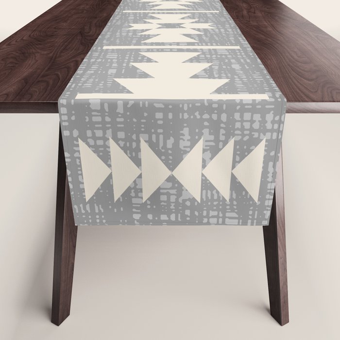 Southwestern Pattern 131 Gray and Beige Table Runner Gallery Image 1