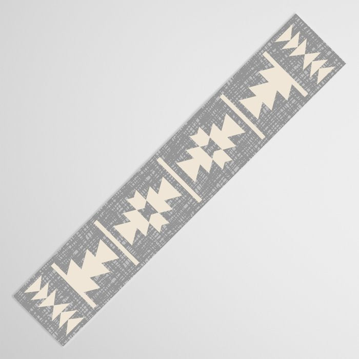 Southwestern Pattern 131 Gray and Beige Table Runner Gallery Image 3