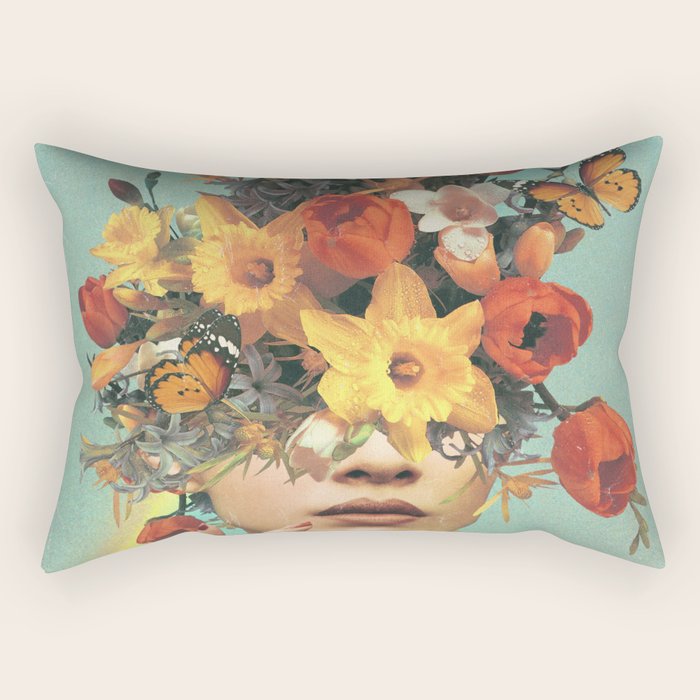 Baby's in bloom - Rainbow, flowers, birds,  butterflies Rectangular Pillow Gallery Image 2