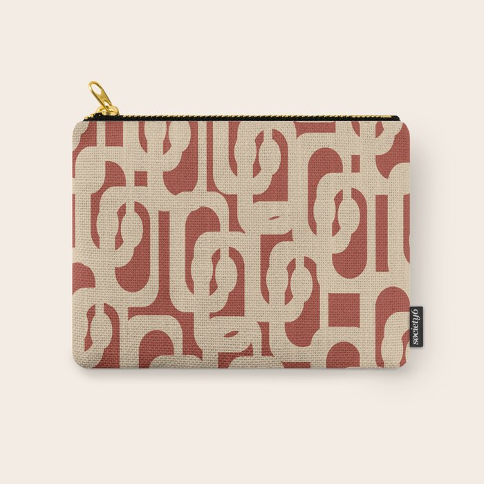 Mid Century Modern Loop Pattern in Deep Clay and Beige Carry All Pouch Gallery Image 1
