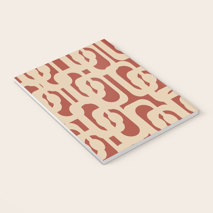 Mid Century Modern Loop Pattern in Deep Clay and Beige Notebook Gallery Image 3