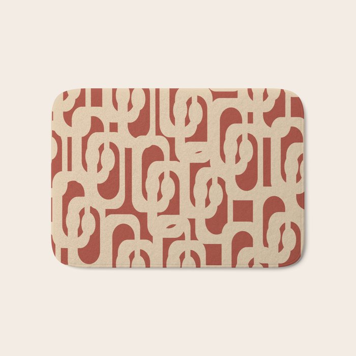 Mid Century Modern Loop Pattern in Deep Clay and Beige Bath Mat Gallery Image 1