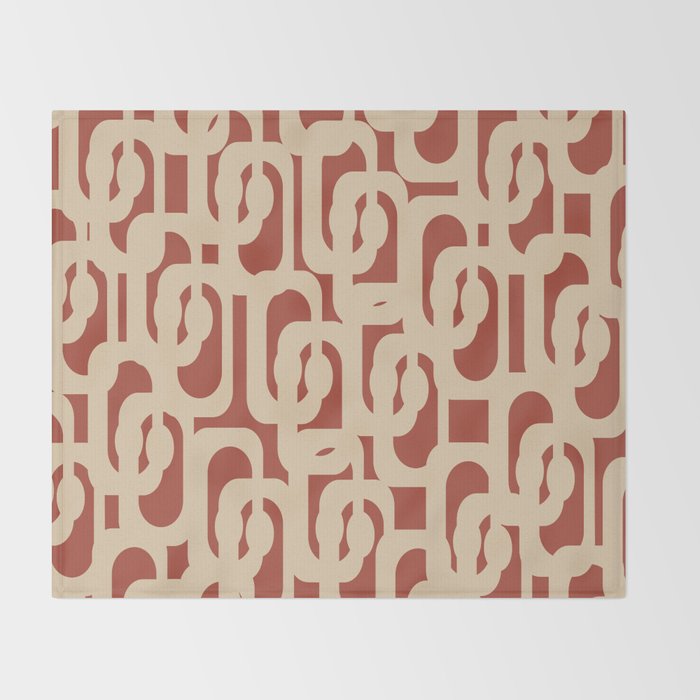 Mid Century Modern Loop Pattern in Deep Clay and Beige Throw Blanket Gallery Image 2