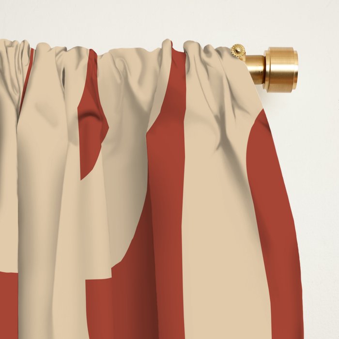 Mid Century Modern Loop Pattern in Deep Clay and Beige Window Curtain Gallery Image 2