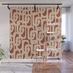Mid Century Modern Loop Pattern in Deep Clay and Beige Wall Mural Gallery Image 1