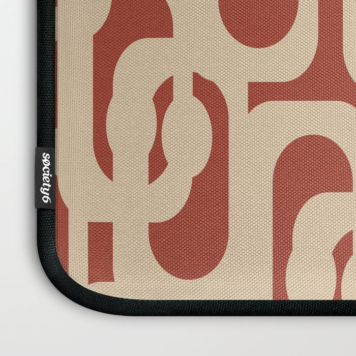 Mid Century Modern Loop Pattern in Deep Clay and Beige Laptop Sleeve Gallery Image 3