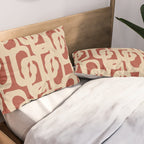 Mid Century Modern Loop Pattern in Deep Clay and Beige Pillow Sham Gallery Image 2
