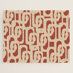 Mid Century Modern Loop Pattern in Deep Clay and Beige Jigsaw Puzzle Gallery Image 1