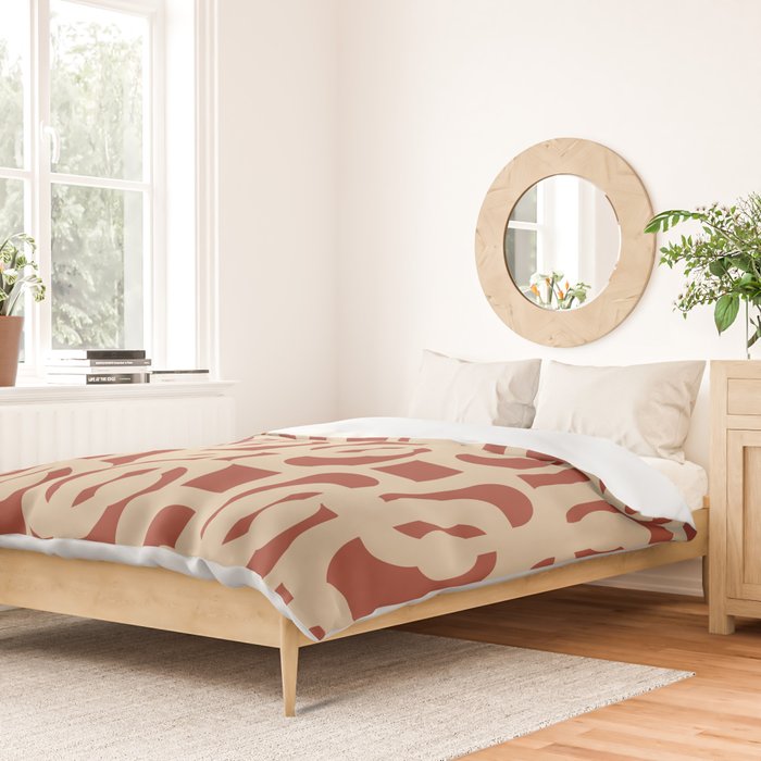 Mid Century Modern Loop Pattern in Deep Clay and Beige Duvet Cover Gallery Image 2