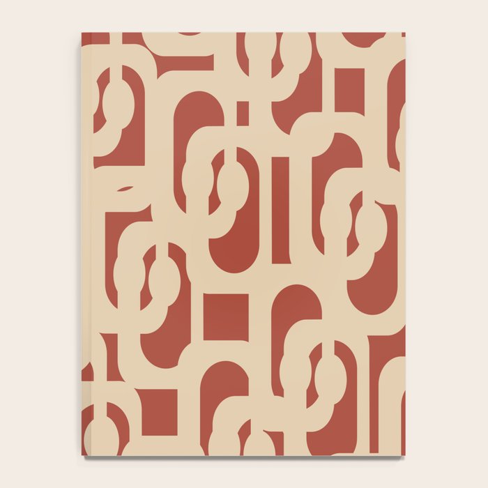 Mid Century Modern Loop Pattern in Deep Clay and Beige Notebook Gallery Image 4