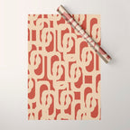 Mid Century Modern Loop Pattern in Deep Clay and Beige Wrapping Paper Gallery Image 1