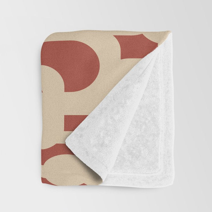 Mid Century Modern Loop Pattern in Deep Clay and Beige Throw Blanket Gallery Image 3