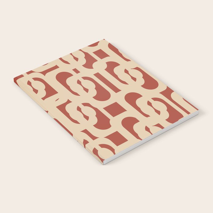 Mid Century Modern Loop Pattern in Deep Clay and Beige Notebook Gallery Image 2