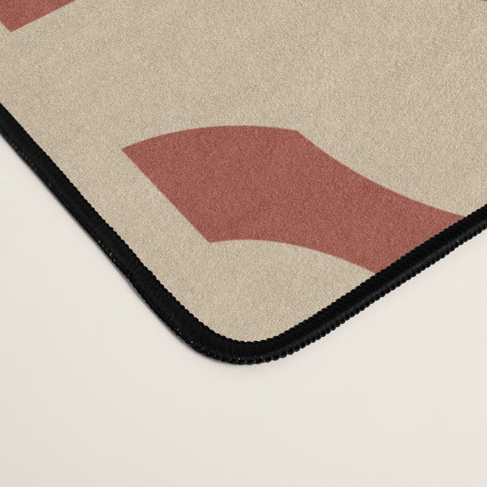 Mid Century Modern Loop Pattern in Deep Clay and Beige Desk Mat Gallery Image 4