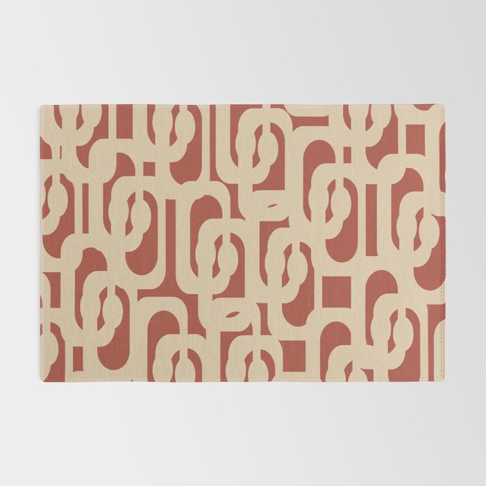Mid Century Modern Loop Pattern in Deep Clay and Beige Rug Gallery Image 2