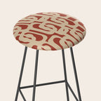 Mid Century Modern Loop Pattern in Deep Clay and Beige Stool Gallery Image 2