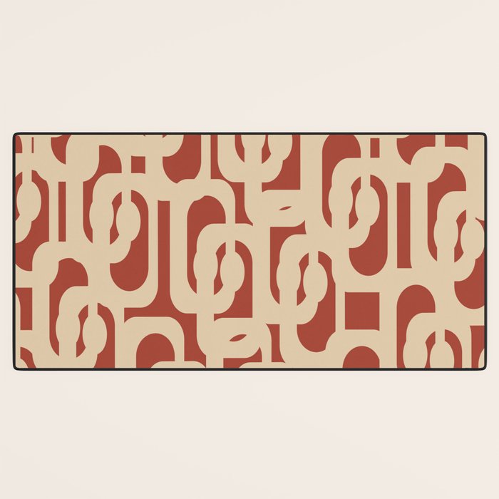Mid Century Modern Loop Pattern in Deep Clay and Beige Desk Mat Gallery Image 3