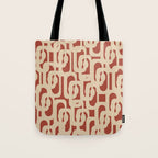 Mid Century Modern Loop Pattern in Deep Clay and Beige Tote Bag Gallery Image 1