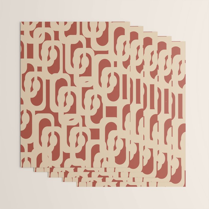 Mid Century Modern Loop Pattern in Deep Clay and Beige Wrapping Paper Gallery Image 3
