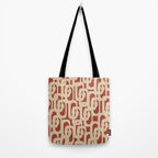 Mid Century Modern Loop Pattern in Deep Clay and Beige Tote Bag Gallery Image 2