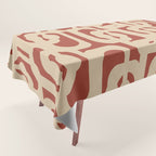 Mid Century Modern Loop Pattern in Deep Clay and Beige Tablecloth Gallery Image 1