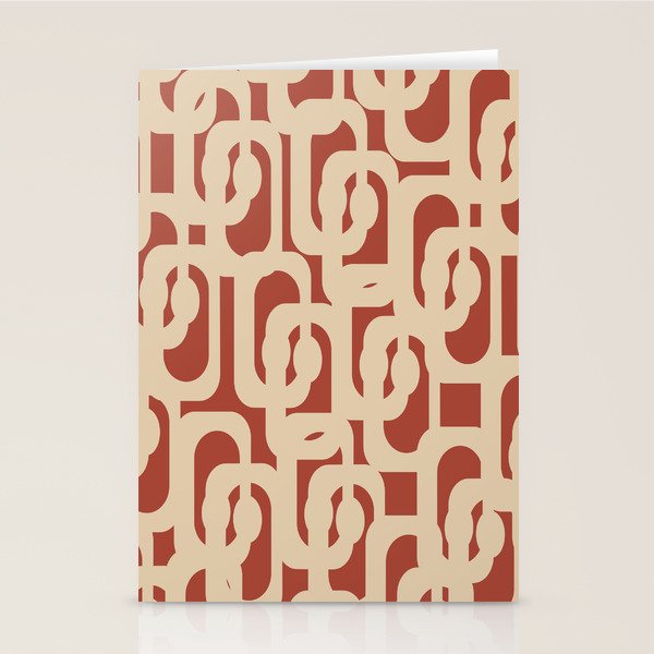 Mid Century Modern Loop Pattern in Deep Clay and Beige Stationery Card Gallery Image 1
