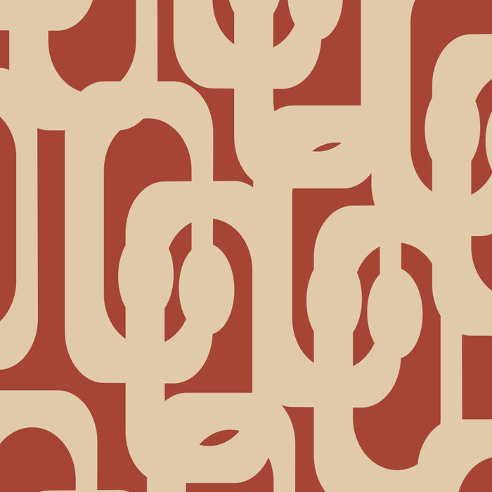 Mid Century Modern Loop Pattern in Deep Clay and Beige Coffee Mug Gallery Image 2