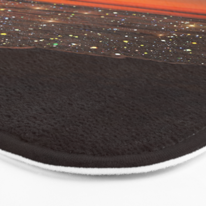 SUNSET WITH A FULL MOON | collage | nature | warm | ocean | sea | glitter | glow | waves | sky bling Bath Mat Gallery Image 3