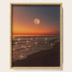 SUNSET WITH A FULL MOON | collage | nature | warm | ocean | sea | glitter | glow | waves | sky bling Serving Tray Gallery Image 1
