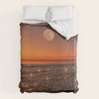 SUNSET WITH A FULL MOON | collage | nature | warm | ocean | sea | glitter | glow | waves | sky bling Duvet Cover Gallery Image 6