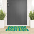 Palm Leaves Pattern Turquoise and Green Welcome Mat Gallery Image 3