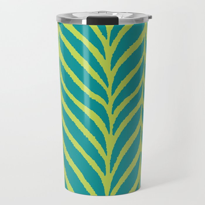 Palm Leaves Pattern Turquoise and Green Travel Mug Gallery Image 1