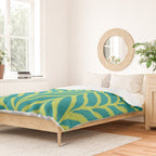 Palm Leaves Pattern Turquoise and Green Duvet Cover Gallery Image 2