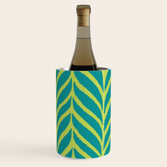 Palm Leaves Pattern Turquoise and Green Wine Chiller Gallery Image 3