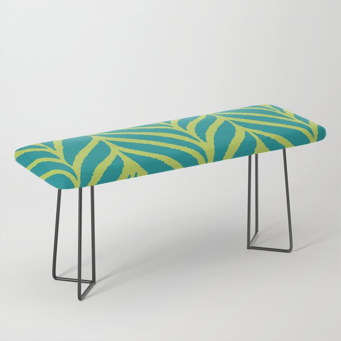 Palm Leaves Pattern Turquoise and Green Bench Gallery Image 1